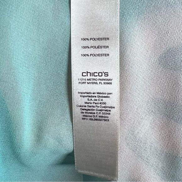 Chicos Easywear Aqua white and mocha striped chiffon kimono top size 2 (large) - Picture 5 of 5